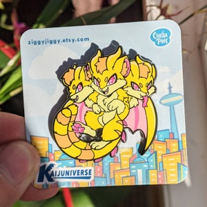 Kittorah Kaiju Pin / Kaijuniverse / Hard Enamel / Kawaii Chibi Style / Giant Monster Theme