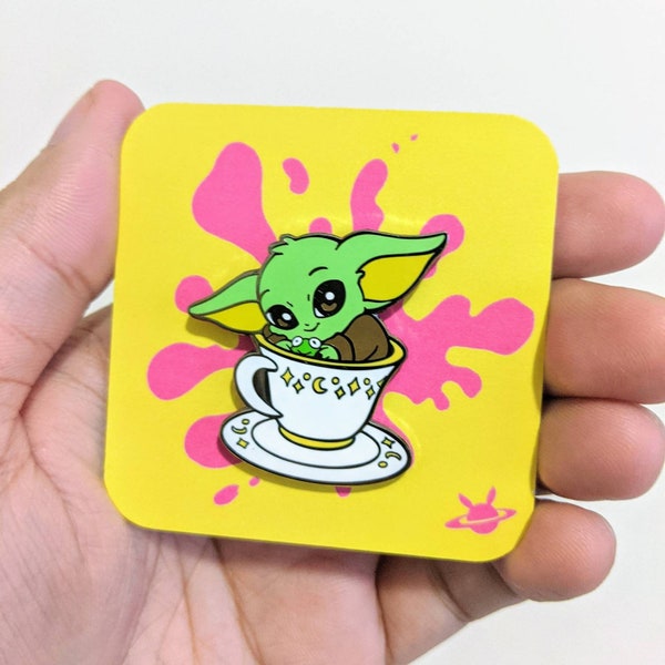 The Original Teacup Baby Alien Fantasy Pin / Kawaii Enamel Pin / The Child Fan Merch / Sci-fi Gift / Space TV Series Design / Chibi Badge