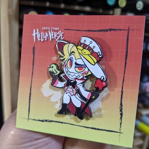 Lucifer / Hellaverse Fanmerch / Hazbin Hotel Pins / Black Plated Hard Enamel / Kawaii Chibi Style