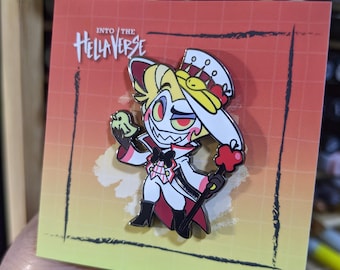 Lucifer / Hellaverse Fanmerch / Hazbin Hotel Pins / Black Plated Hard Enamel / Kawaii Chibi Style