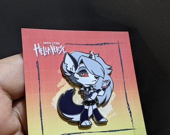 Loona / Hellaverse Fanmerch / Hazbin Hotel Pins / Black Plated Hard Enamel / Kawaii Chibi Style