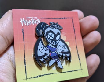 Laúd / Mercancía de fans de Hellaverse / Pines de Hazbin Hotel / Esmalte duro bañado en negro / Estilo kawaii chibi