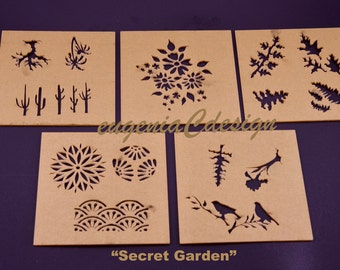 Design Stencils for Enameling - Secret Garden - 5PC Set