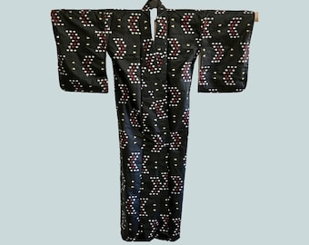 Vintage Handmade Kasuri Kimono, Recycled Cotton, Japanese Design