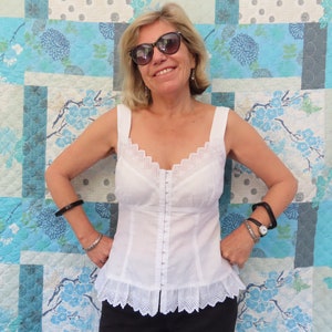 White Linen Camisole with Lace trims and Hook and Eye closure is coolest top for Summer