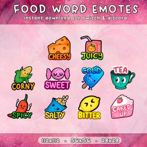 Essen Phrase Twitch Emotes 10x | Lustige Twitch Emotes | Emote Wörter | Meme Emotes | Gebrauchsfertig | Bezahlen | Sofort Download | 3 Größen