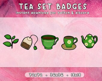 Matcha Tee Twitch Buttons 5x | Sub Bit Cheer | Grünes Teeset | Gemütlich | Teeservice | Pflanze | Natur | Gebrauchsfertig | Sofort Download | 3 Größen