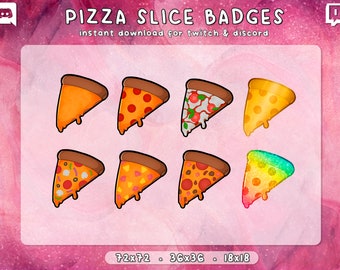 Pizza Twitch Badges 8x | Cheesy Sub Abzeichen | Food Sub etwas Aufmunterung | lecker | Gebrauchsfertig | Bezahle die Nutzung | Sofortdownload | 3 Größen