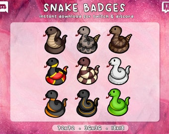 Schlange Twitch Buttons 9x | Sub Bit Cheer | Discord Youtube Streamer | Snek Schlange Slytherin | Sofort Download | 3 Größen