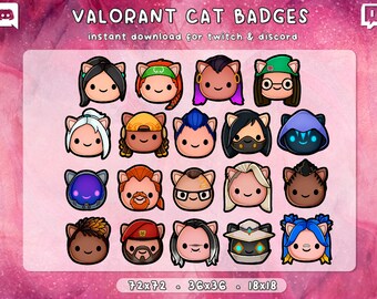 Valorant Twitch Sub Bit Cheer Abzeichen 19x | Riot Twitch Buttons | FPS | PC-Gaming | Gebrauchsfertig | Bezahlen | Sofort Download | 3 Größen