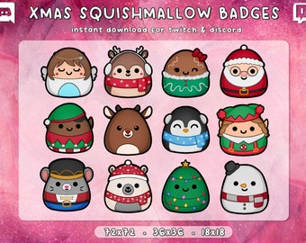 Weihnachten Squishmallow Twitch Sub Cheer Abzeichen 12x | Twitch Badges | Weihnachten | Festlich | Gebrauchsfertig | Sofort Download | 3 Größen
