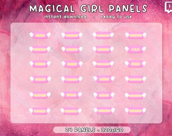 Pink Magical Girl Twitch Panels 24x | Niedliche Panels | Engelsflügel | Sailor Moon | Kawaii | Gebrauchsfertig | Bezahlen | Sofort Download