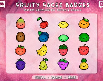 Fruit Twitch Buttons 20x | Sub Bit Cheer | Zwietracht | Vegan | Luftschlangen | Gebrauchsfertig | Bezahlen | Sofort Download | 3 Größen
