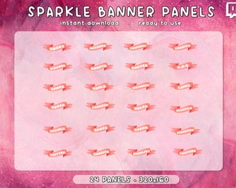 Peach Sparkle Banner Twitch Panels 24x | Niedliche Hübsche Ästhetische Panels | Funkelnd | Pixel 8bit | Gebrauchsfertig | Bezahlen | Sofort Download