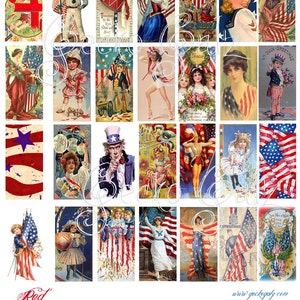 Red White & Blue Domino Image Collage Sheet