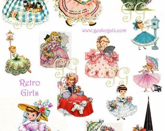 Retro Girls Collage Sheet