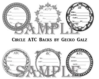 Circles ATC Backs Digital Collage Sheet