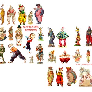 Payaso alrededor del conjunto de collage digital
