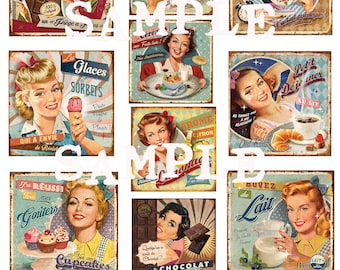 Retro Yum Digital Collage Sheet