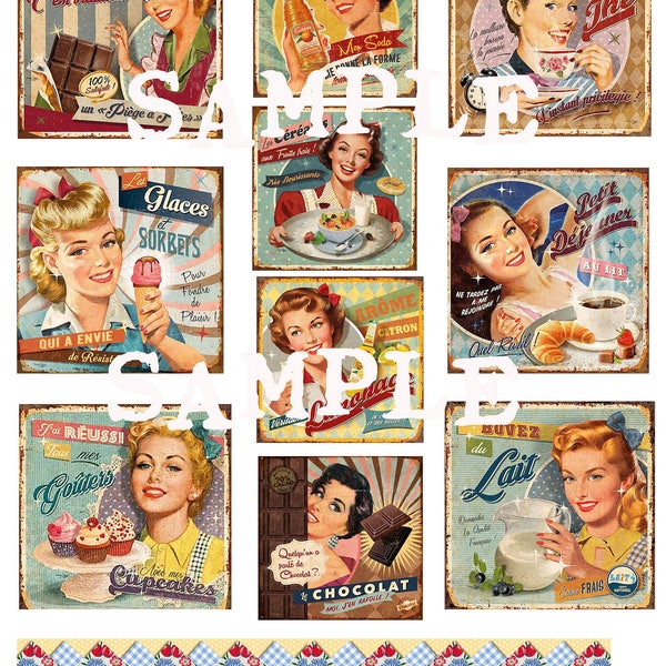 Retro Yum Digital Collage Sheet