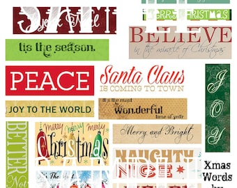 Christmas Words Digital Collage Sheet
