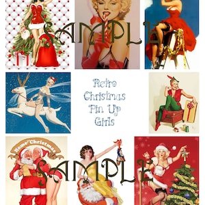 Digitaal pin-upcollagevel retro kerst