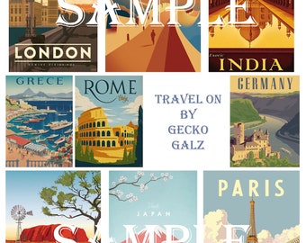 Travel On Digital Collage Sheet