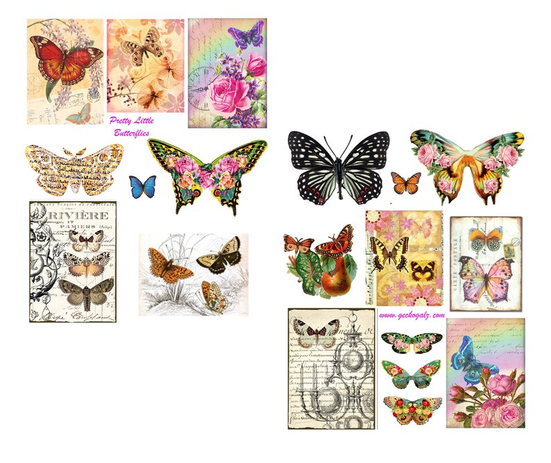 Pretty Little Butterflies Collage Set Etsy