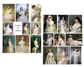 Ladies in White Digital collage set