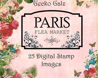 Paris Flohmarkt Digitales Stempel Set