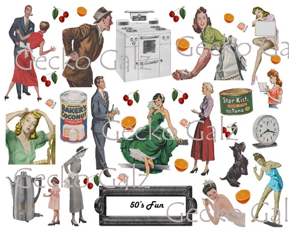 Hoja de collage divertida de los años 50 - Etsy México