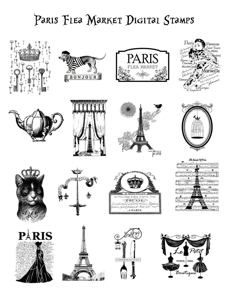 Paris Flea Market Digital Stamp Set image 2
