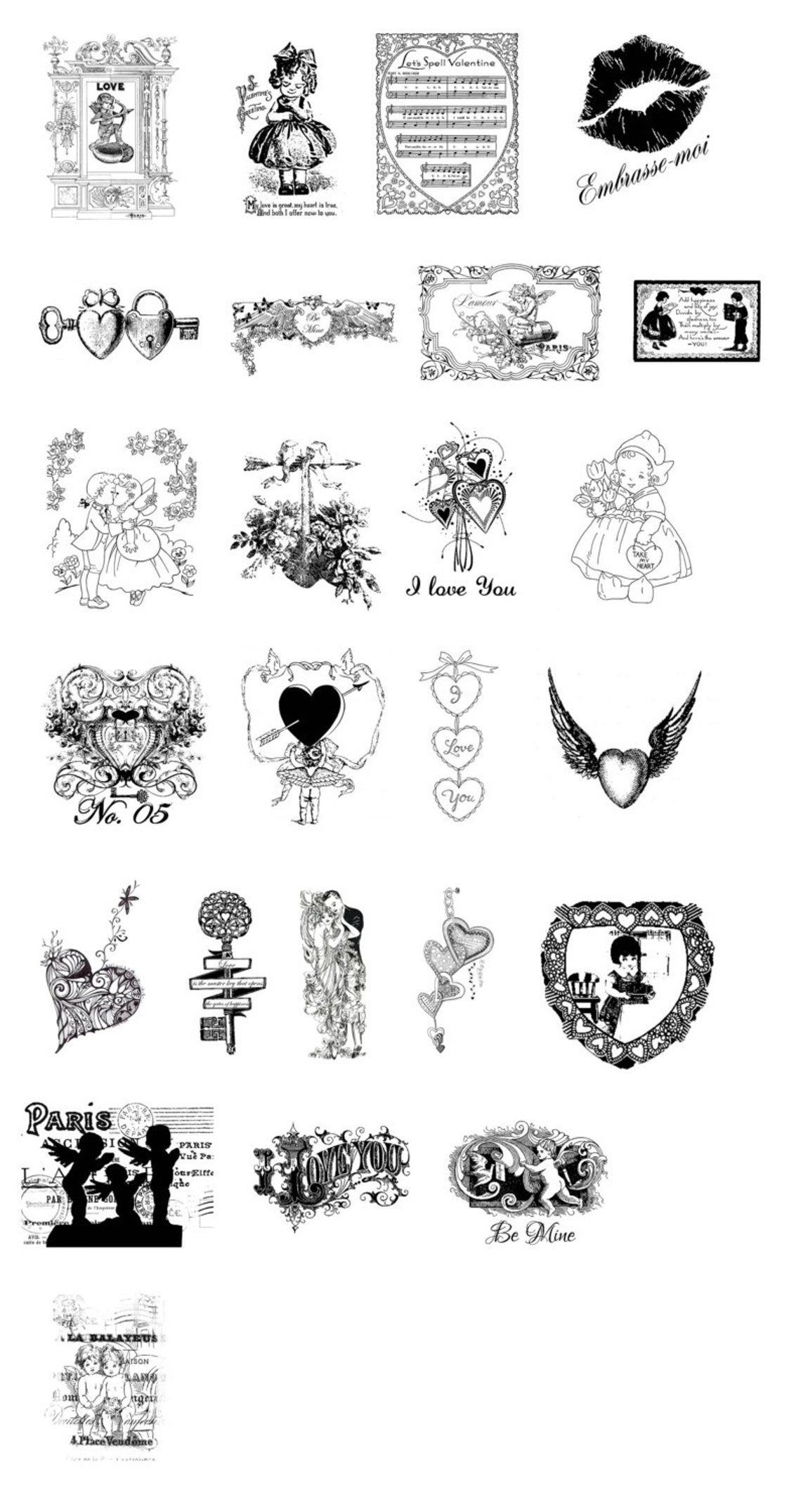 True Love Digital Stamp Set - Etsy