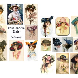 Fashion Hats Digital Collage Set