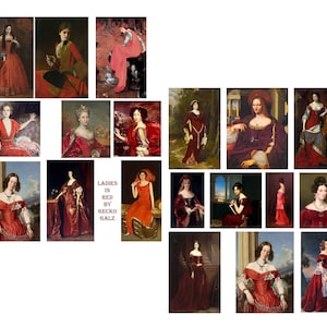 Ladies In Red Digital Collage Set