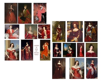 Ladies In Red Digital Collage Set