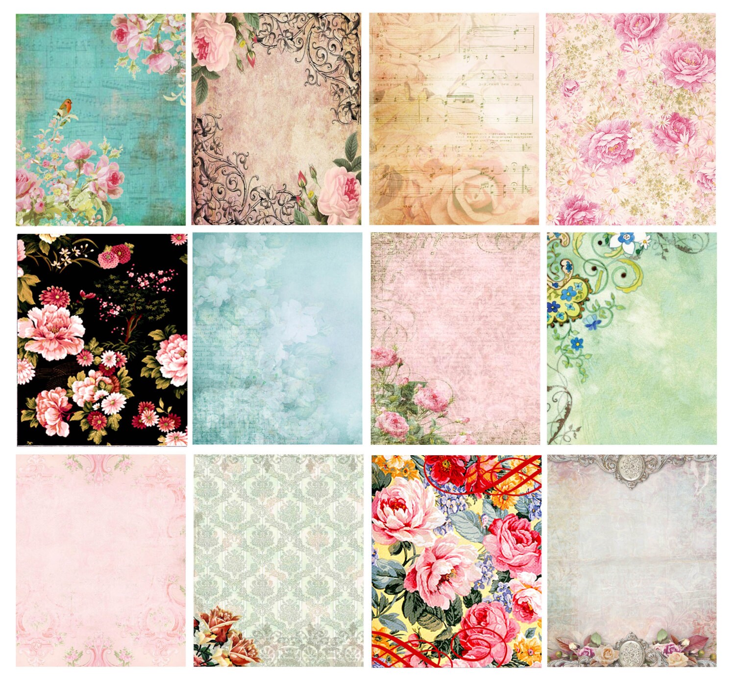 Floral Symphony Digital Paper Pack - Etsy