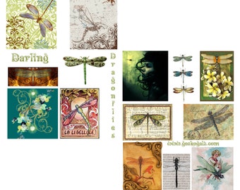 Darling Dragonflies Digital Collage Set