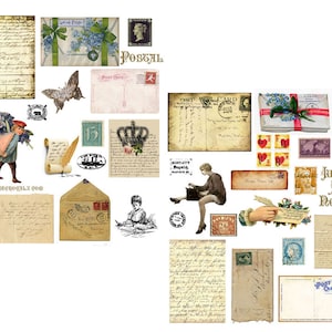 Conjunto de collage digital postal