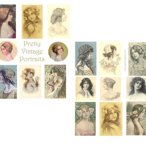 Hübsches Vintage Portraits Digital Collage Set