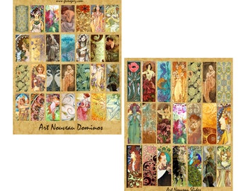 Art Nouveau Domino & Slides collage set