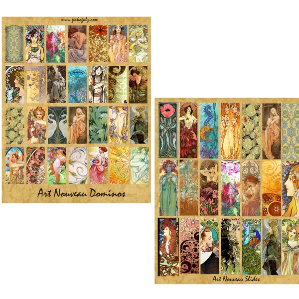 Art Nouveau Domino & Slides collage set