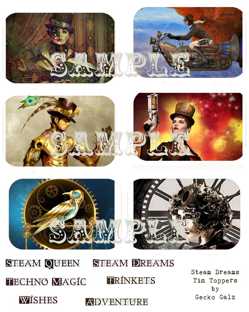 Steam Dreams Tin Toppers Collage Sheet image 1