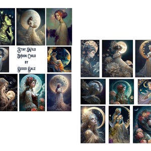 Conjunto de collage digital infantil "Mantente salvaje" de Moon