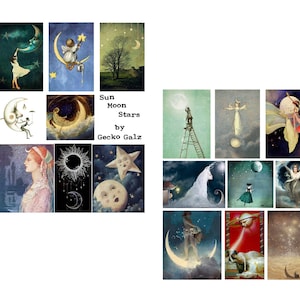 Sonne Mond & Sterne Digital Collage Set