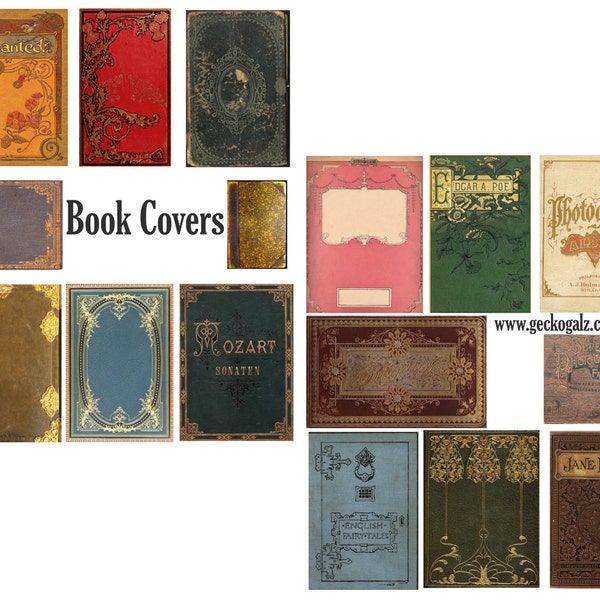 Vintage Book Covers Digital Collage Set