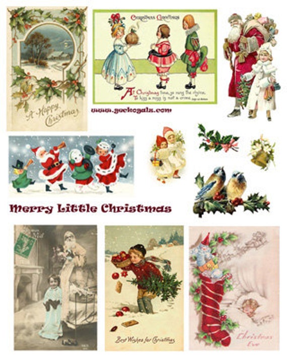 Feliz Pequena Navidad Collage Digital Hoja Etsy