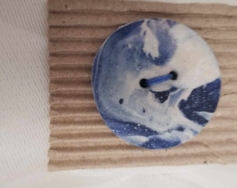 Blue & White Marble Effect Clay Buttons (Handmade and Unique)