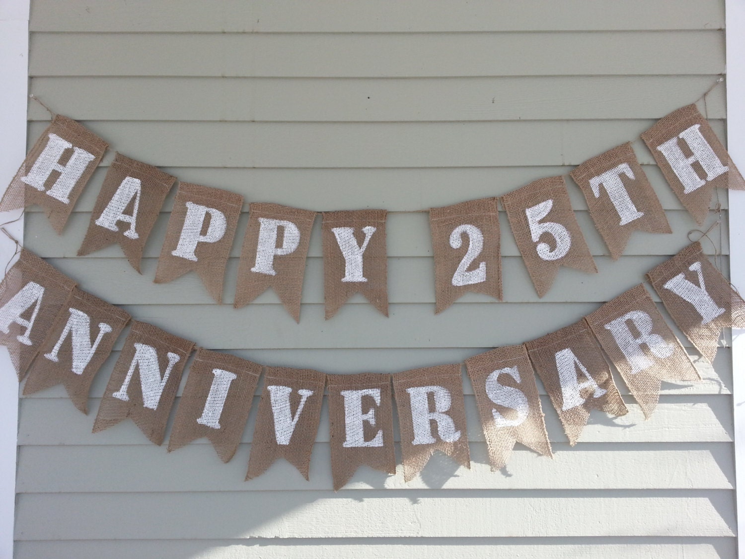 Happy 25th Anniversary Banner. Burlap Banner. - Etsy