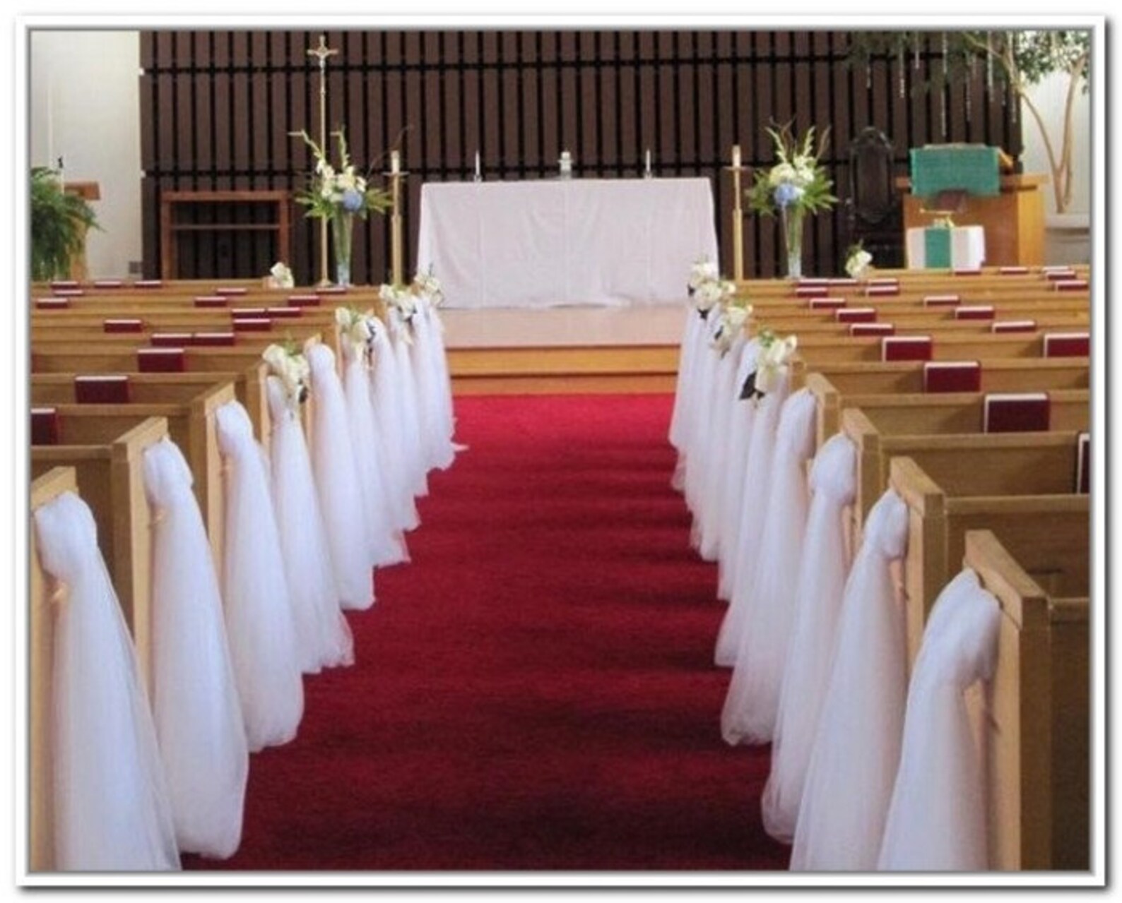 10 wedding pew bows tulle. Wedding Aisle decoration. Made by Etsy